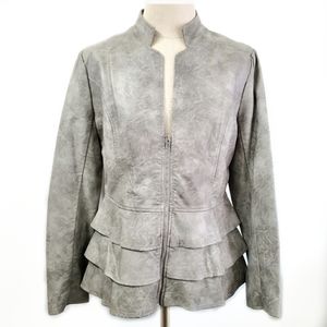 V Cristina Jacket Distressed Pleather Ruffle Jacket Medium